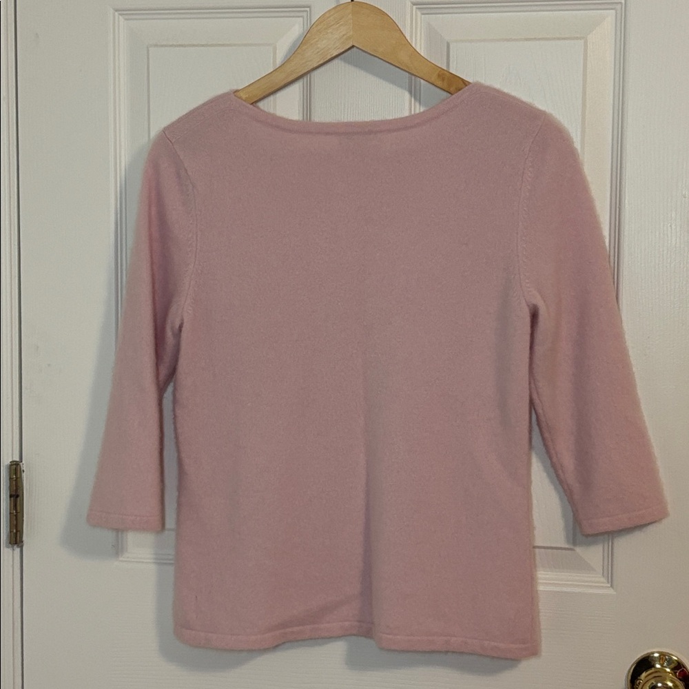 Cashmere Baby Pink Sweater, 3/4 Sleeves, small - Picture 4 of 4